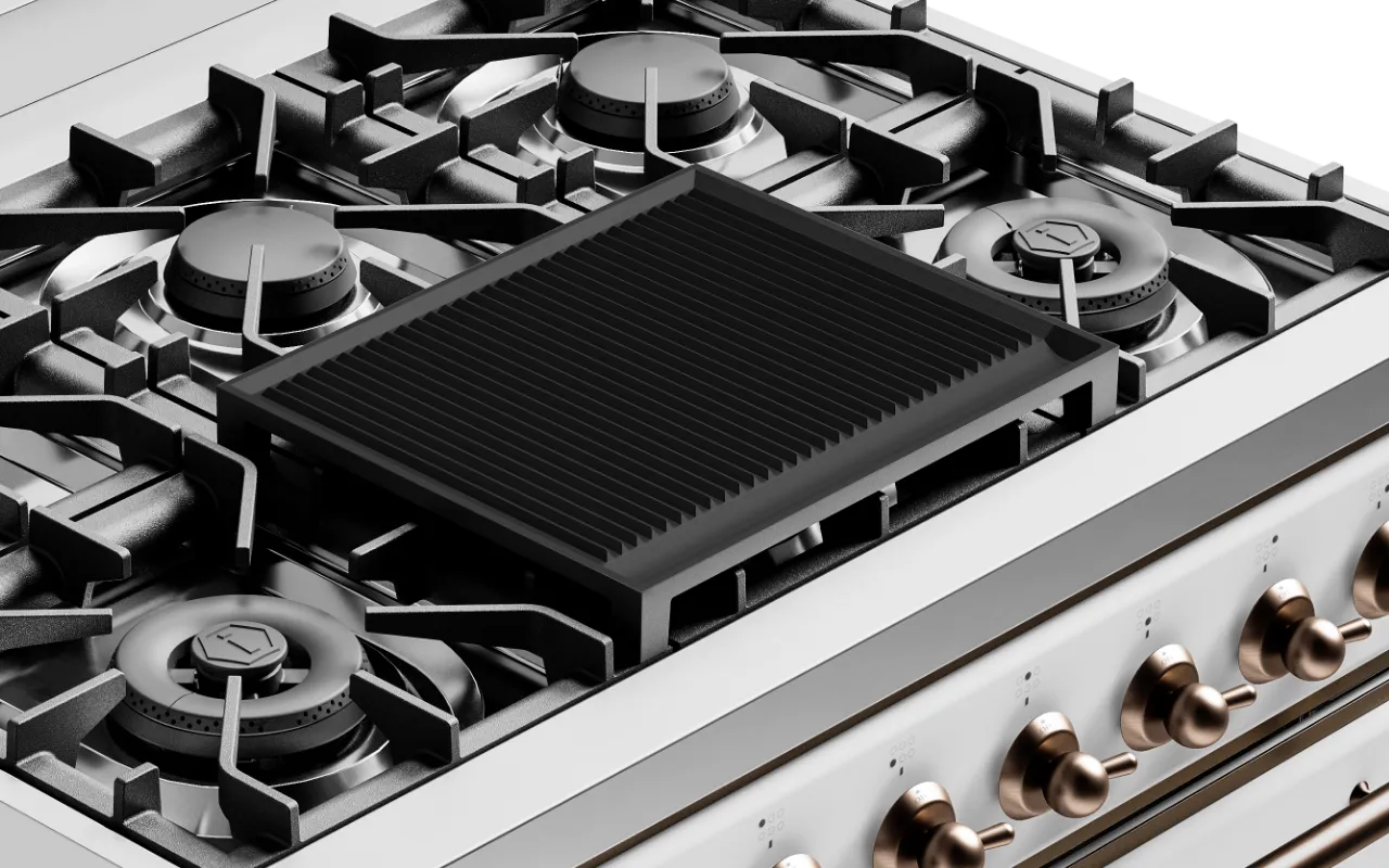 ILVE Rectangular Ribbed Griddle Pan with Ridges